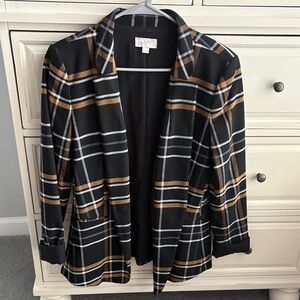 LOFT outlet Black and Brown Plaid Blazer and pants size 6